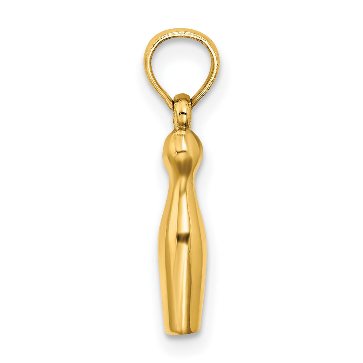 14k Yellow Gold Bowling Pin Pendant, Unisex Sports Charm for Bowlers