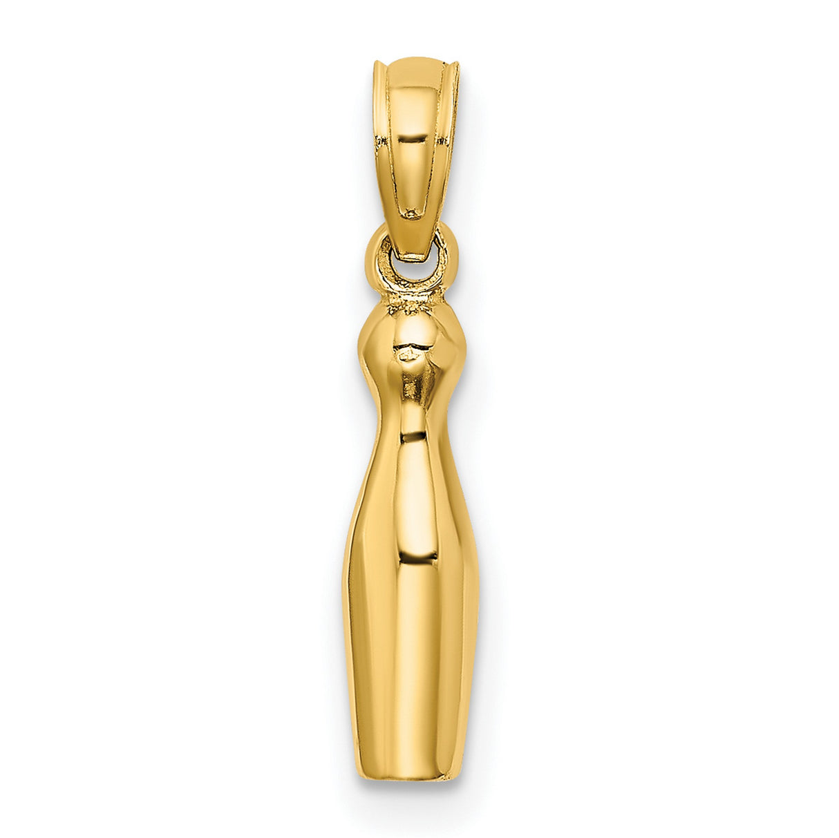 14k Yellow Gold Bowling Pin Pendant, Unisex Sports Charm for Bowlers