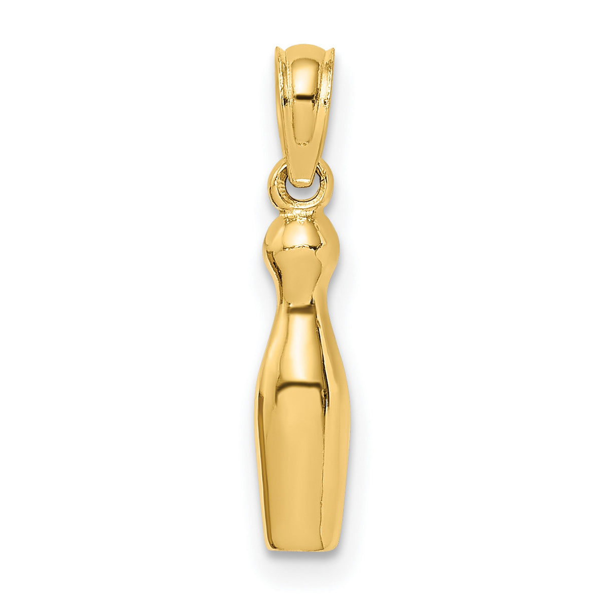 14k Yellow Gold Bowling Pin Pendant, Unisex Sports Charm for Bowlers