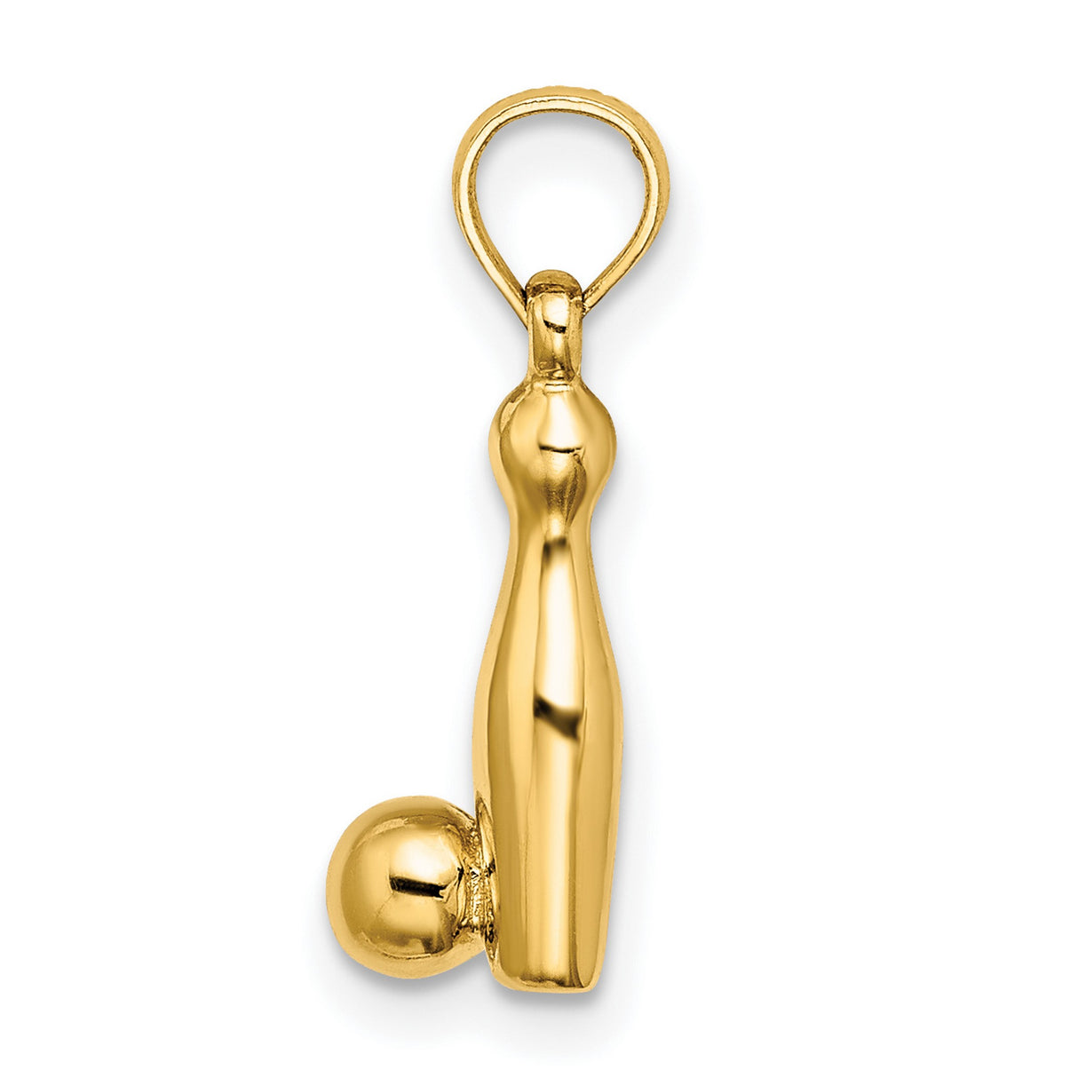 14k Yellow Gold Bowling Pin and Ball Pendant, Sports-Themed Unisex Charm