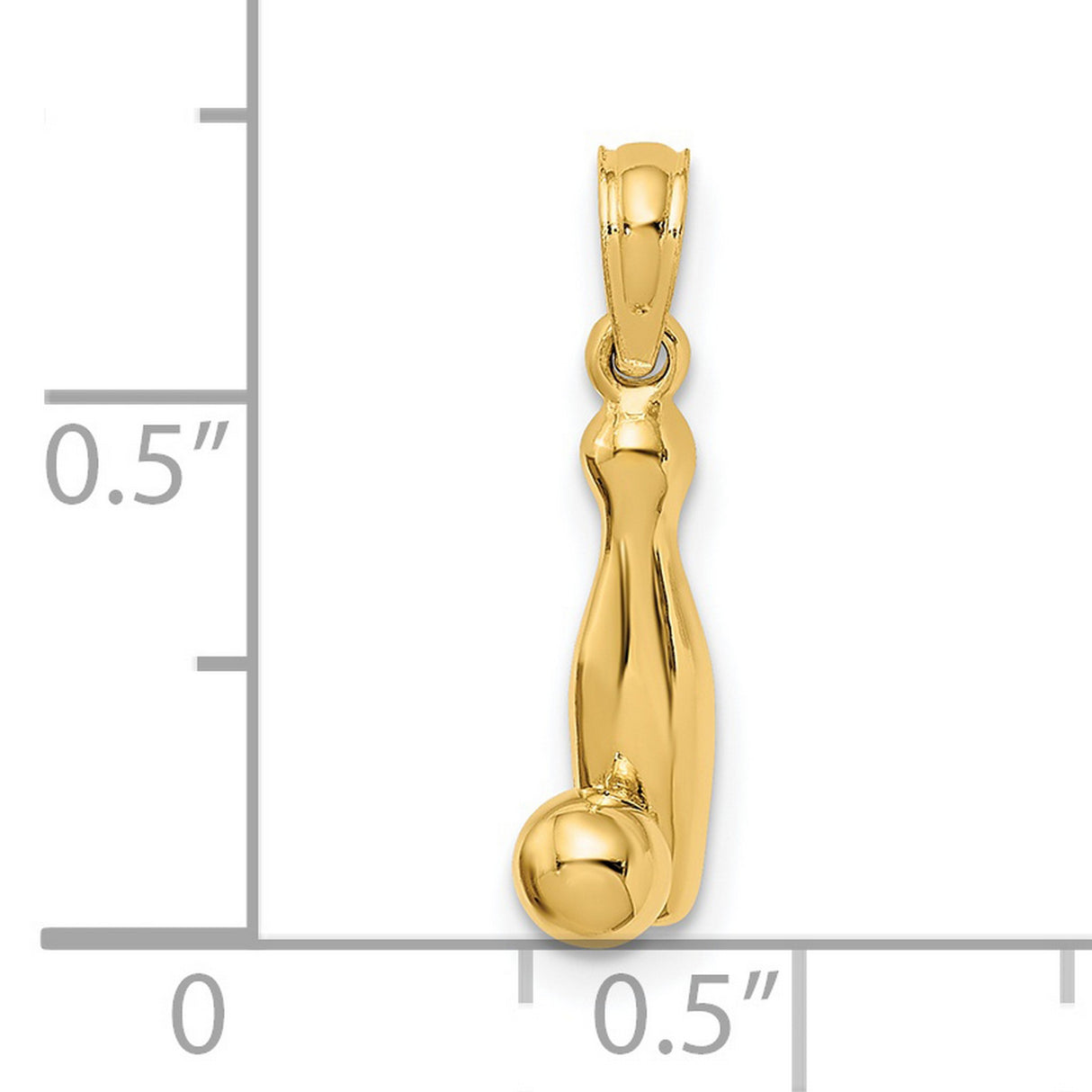 14k Yellow Gold Bowling Pin and Ball Pendant, Sports-Themed Unisex Charm