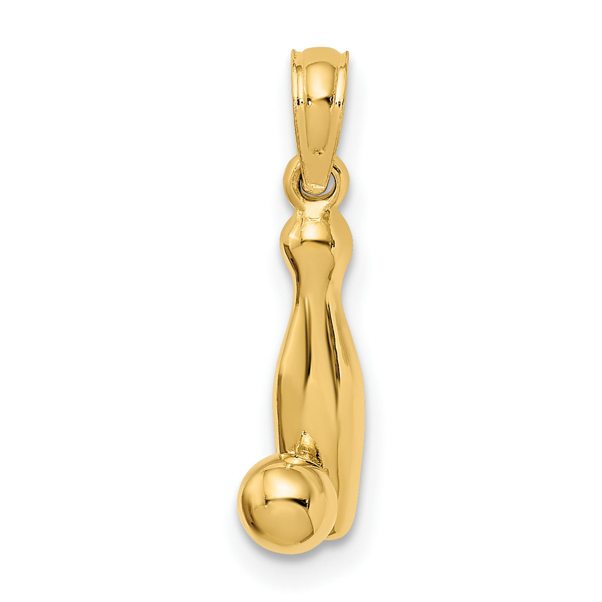 14k Yellow Gold Bowling Pin and Ball Pendant, Sports-Themed Unisex Charm