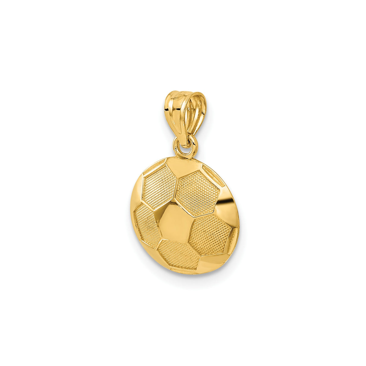 14k Yellow Gold Soccer Ball Pendant with Hexagon Pattern Design