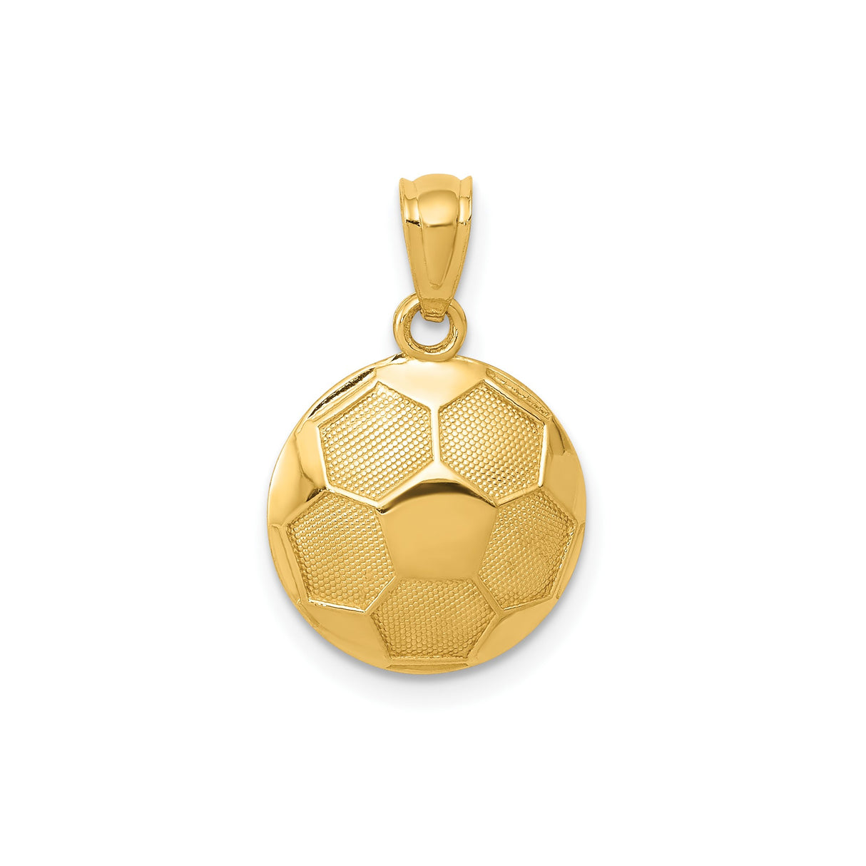 14k Yellow Gold Soccer Ball Pendant with Hexagon Pattern Design
