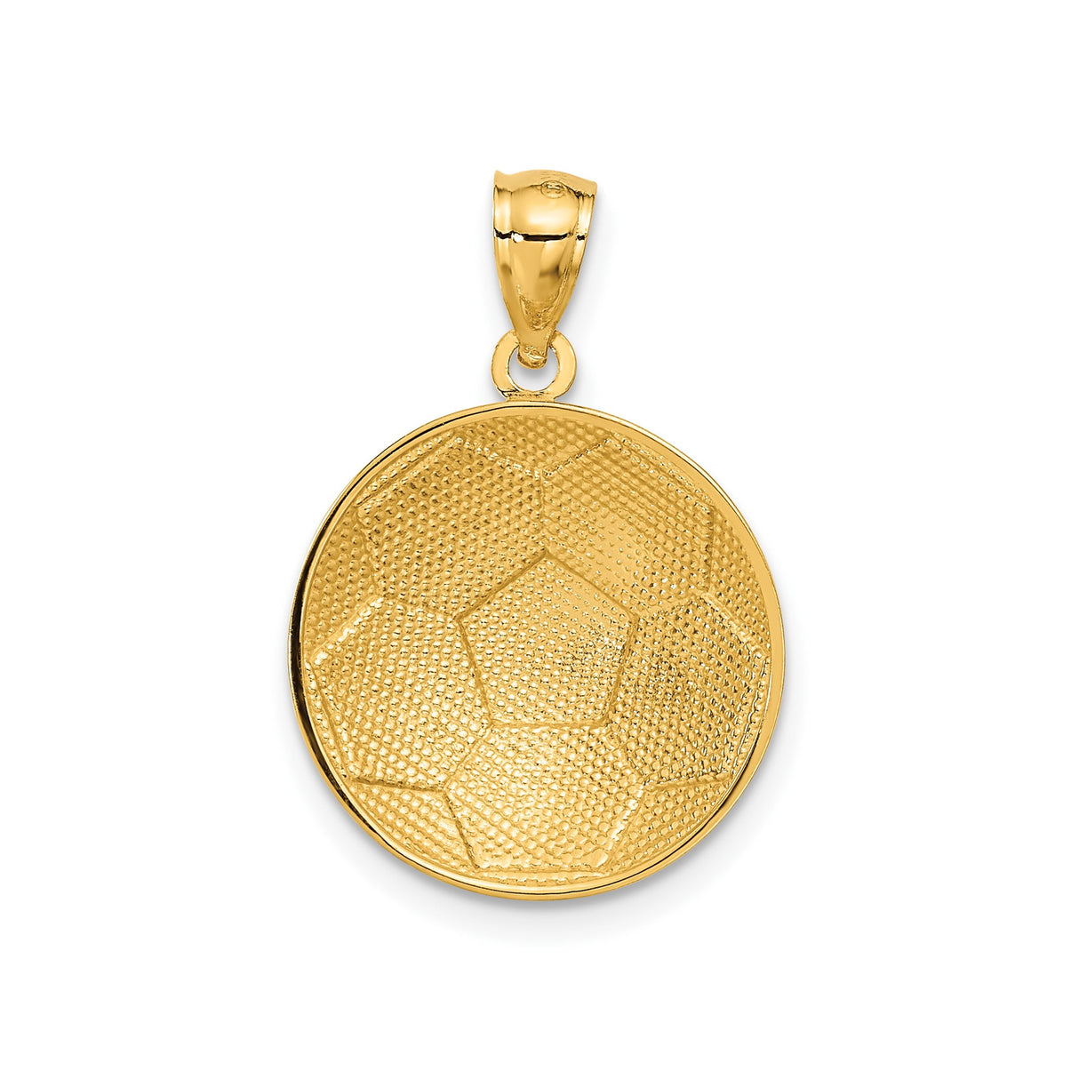 14k Yellow Gold Soccer Ball Pendant with Hexagon Pattern Design for Men and Unisex