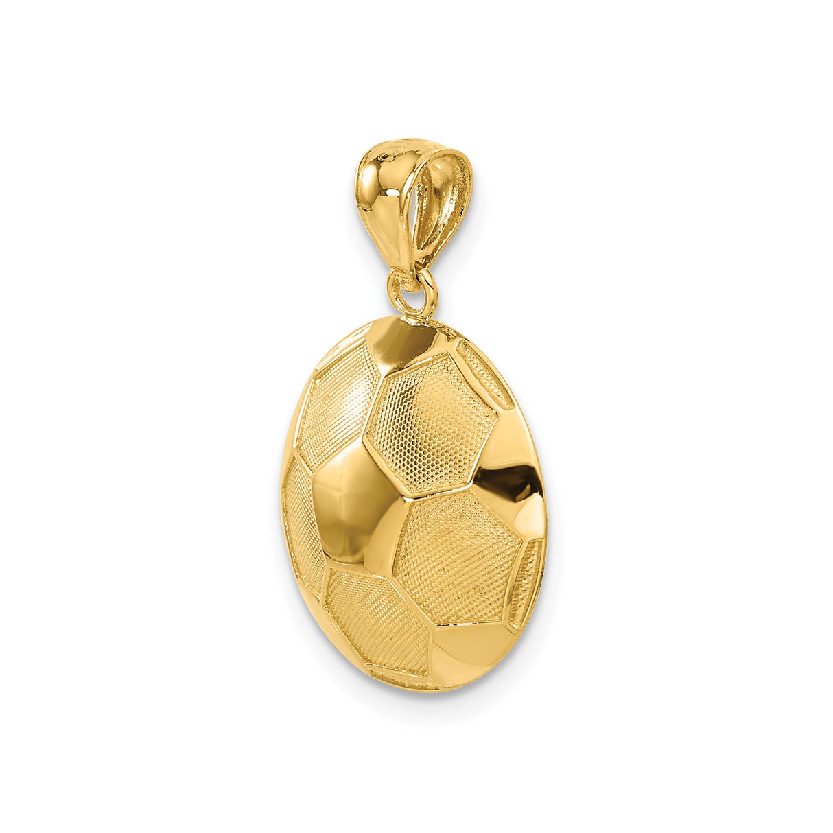 14k Yellow Gold Soccer Ball Pendant with Hexagon Pattern Design for Men and Unisex