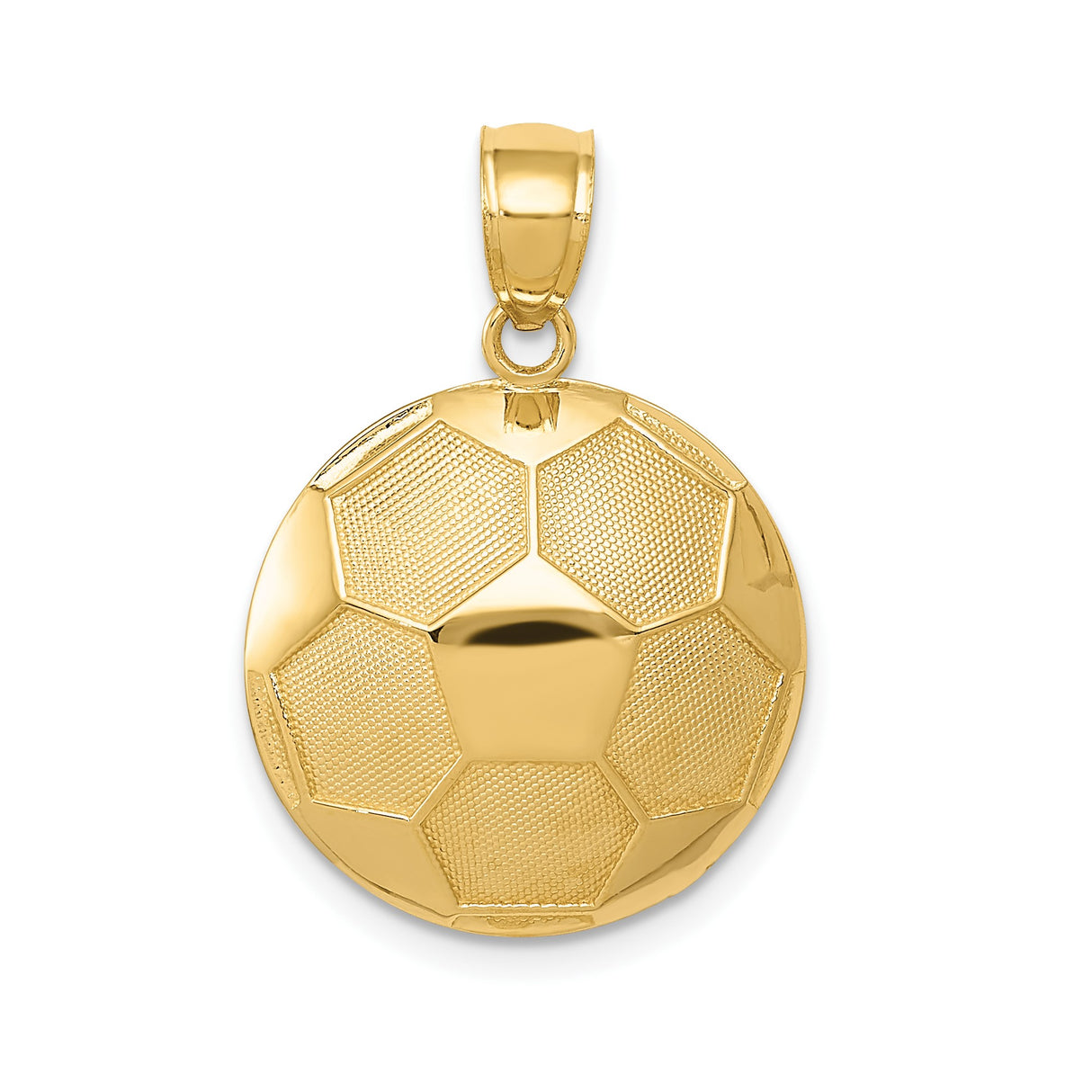 14k Yellow Gold Soccer Ball Pendant with Hexagon Pattern Design for Men and Unisex
