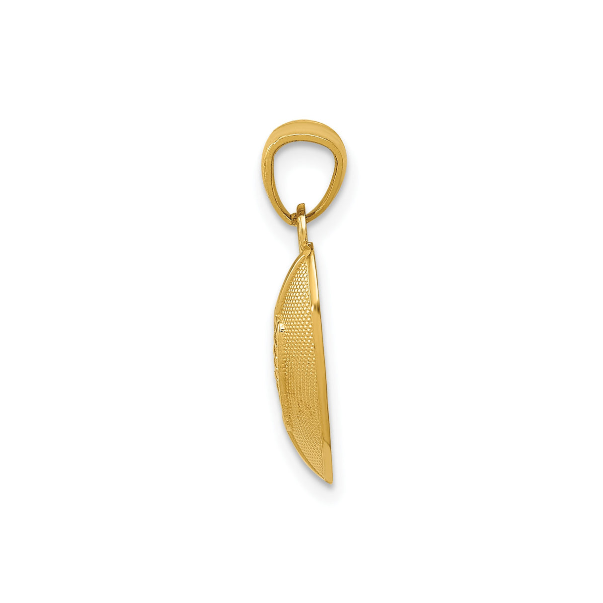 14k Yellow Gold Football Pendant with Textured Surface and Lace Detail, Unisex Sports Charm