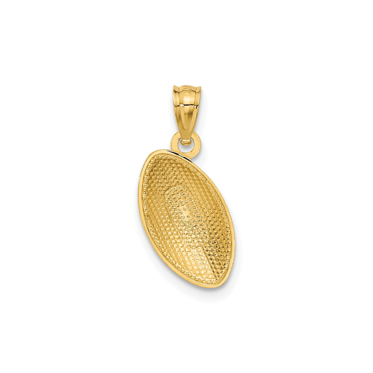 14k Yellow Gold Football Pendant with Textured Surface and Lace Detail, Unisex Sports Charm