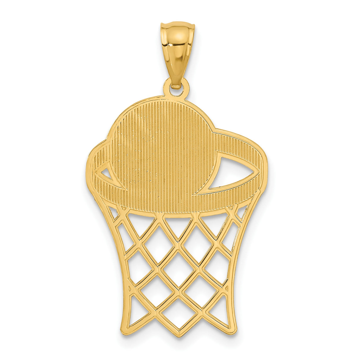 14k Yellow Gold Basketball Pendant with Hoop Design, Sports Charm for Men or Unisex Wear