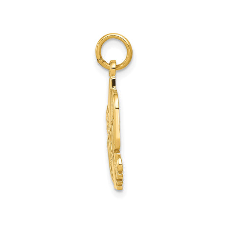 14k Yellow Gold Number One Mom Pendant with Flower Accent Charm for Women
