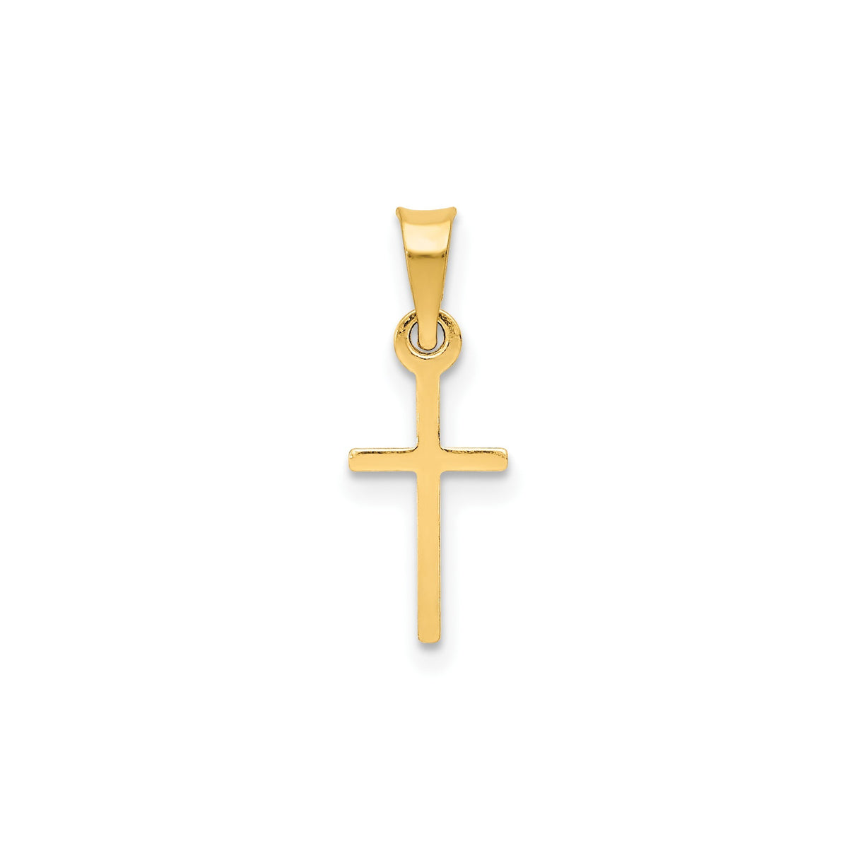 14k Yellow Gold Cross Pendant, Sleek Latin Faith Symbol for Men and Women
