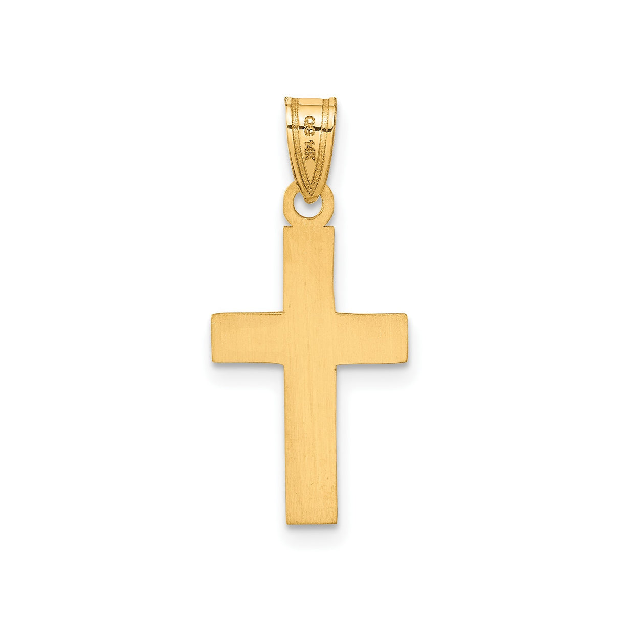 14k Yellow Gold Latin Cross Pendant, Minimal Religious Charm for Men and Women