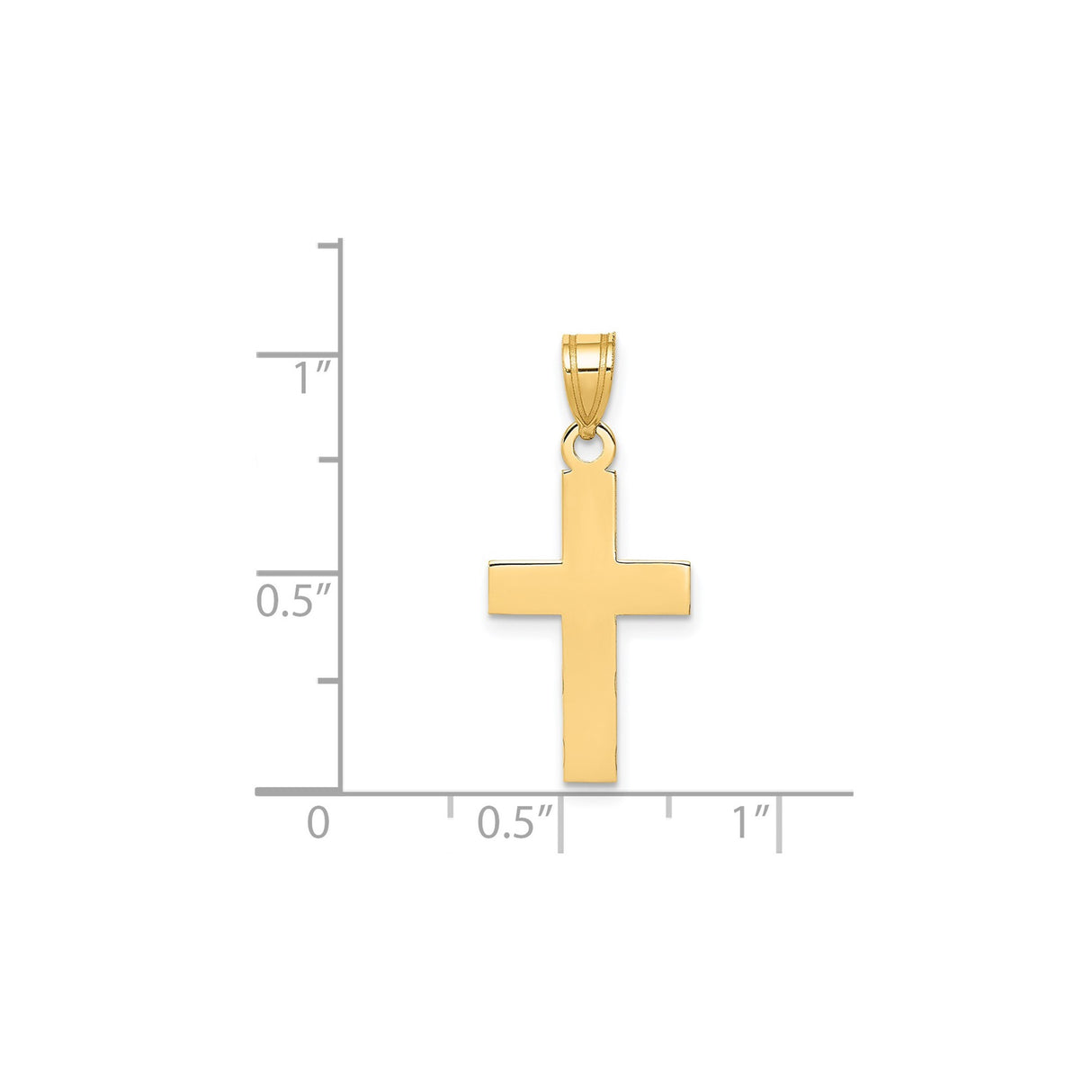 14k Yellow Gold Latin Cross Pendant, Minimal Religious Charm for Men and Women