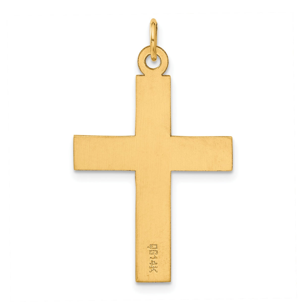 14k Yellow Gold Cross Pendant with Polished Mirror Finish, Classic Latin Design for Men and Women
