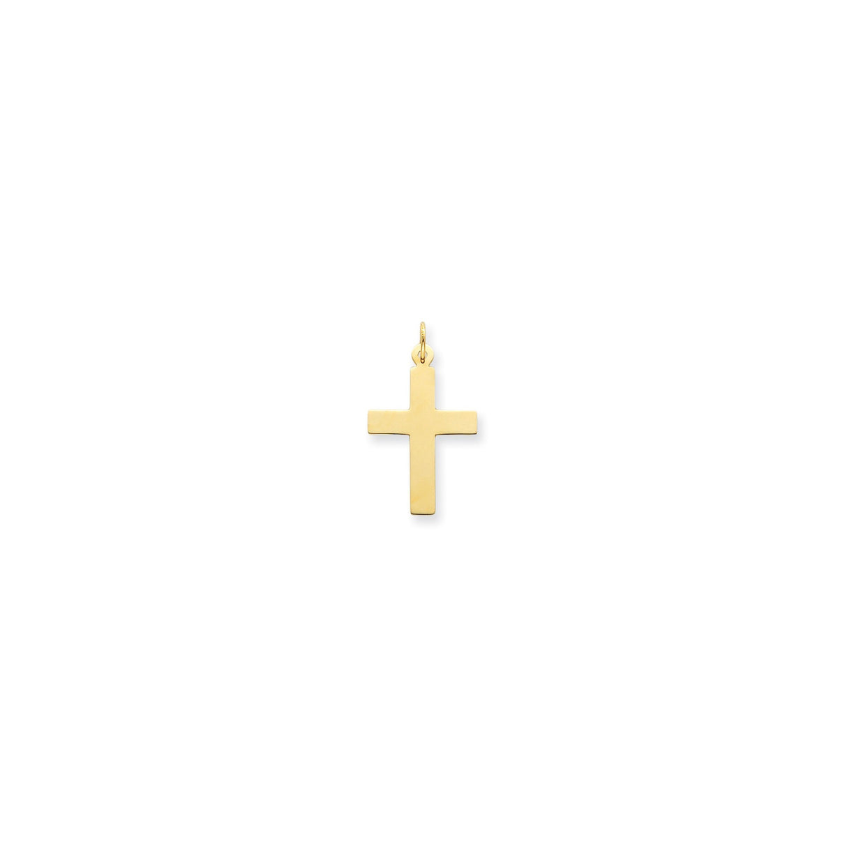 14k Yellow Gold Cross Pendant with Polished Mirror Finish, Classic Latin Design for Men and Women