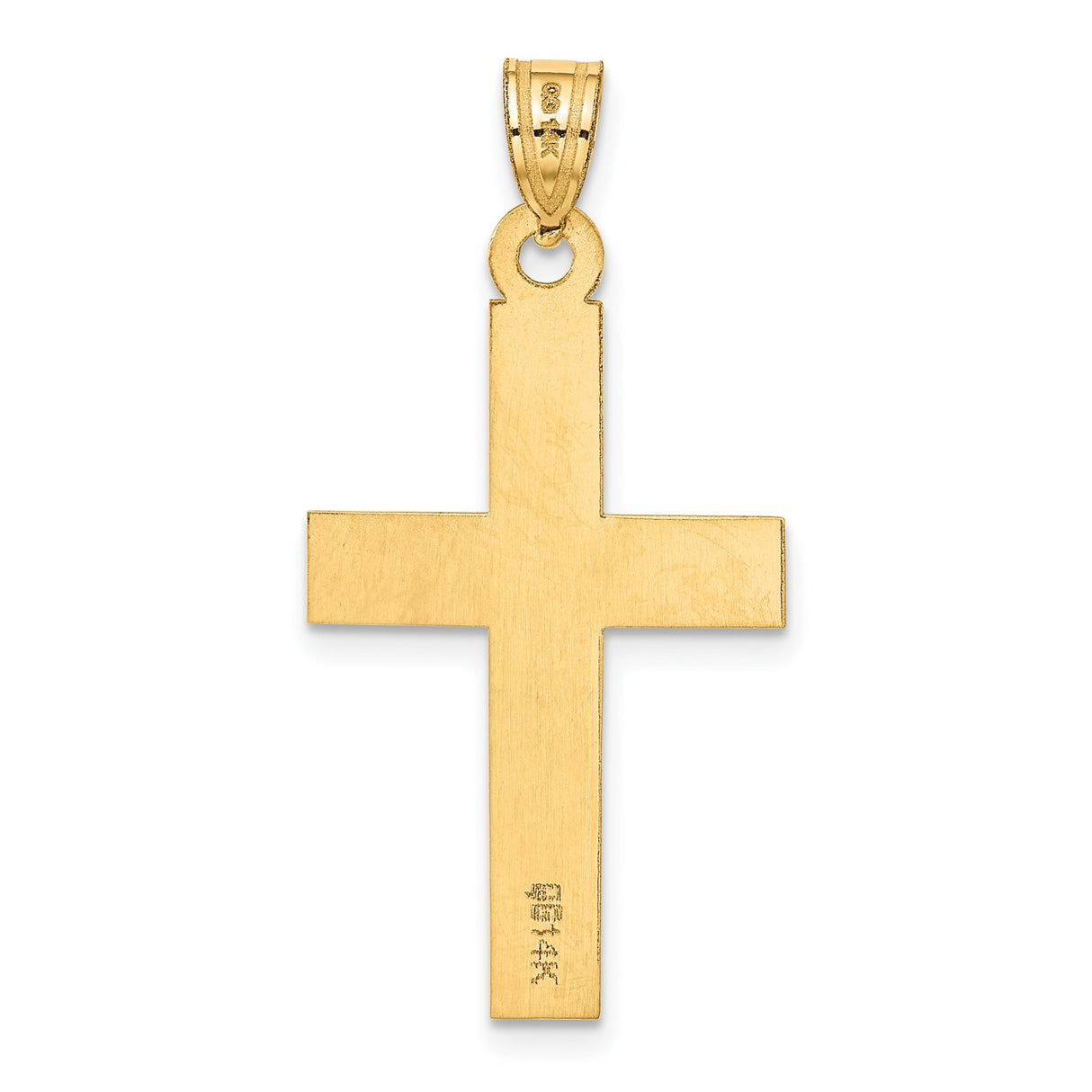 14k Yellow Gold Latin Cross Pendant, Polished Classic Religious Charm for Men and Women