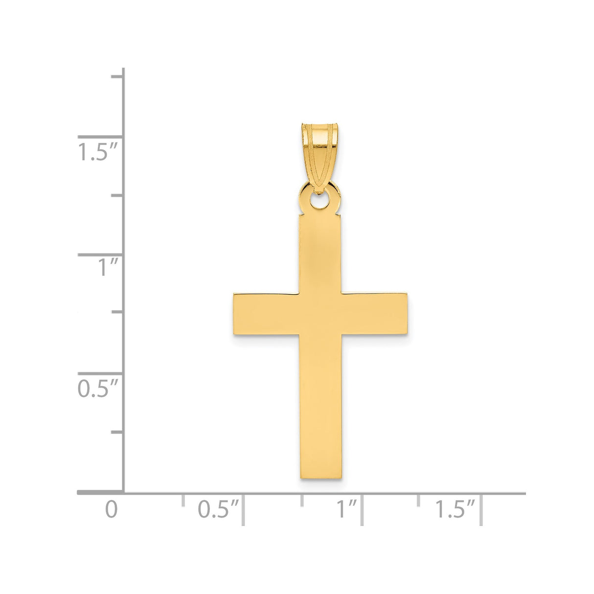 14k Yellow Gold Latin Cross Pendant, Polished Classic Religious Charm for Men and Women
