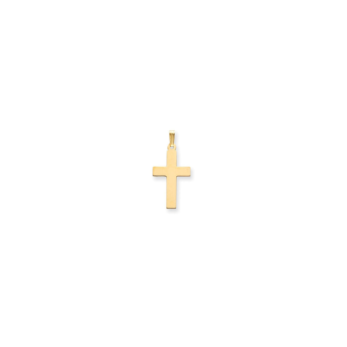 14k Yellow Gold Latin Cross Pendant, Polished Classic Religious Charm for Men and Women