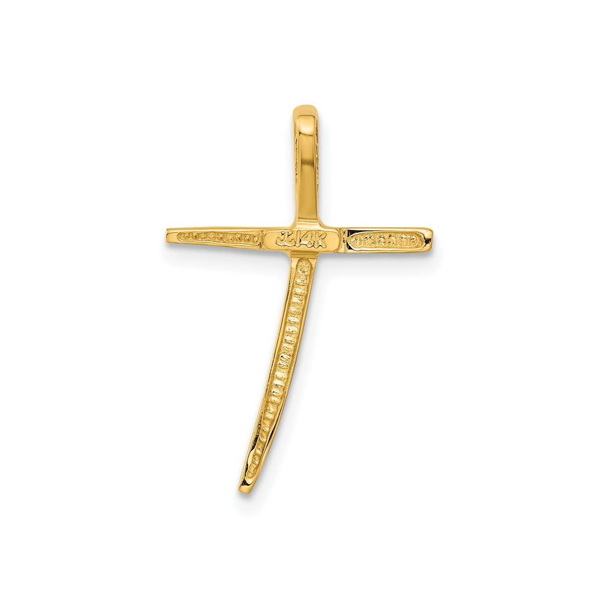14k Yellow Gold Cross Pendant, Polished Religious Charm with Sleek Modern Design