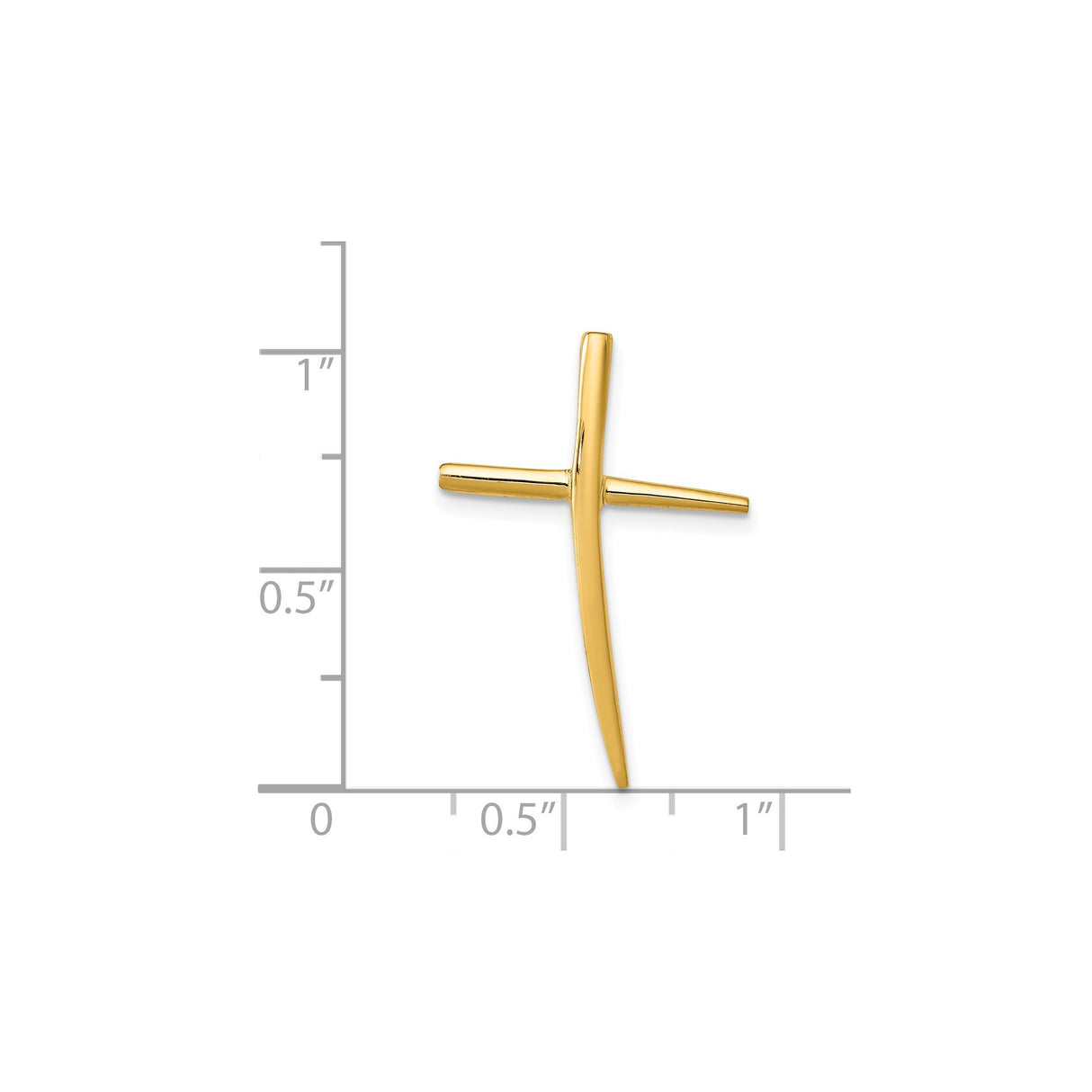 14k Yellow Gold Cross Pendant, Polished Religious Charm with Sleek Modern Design
