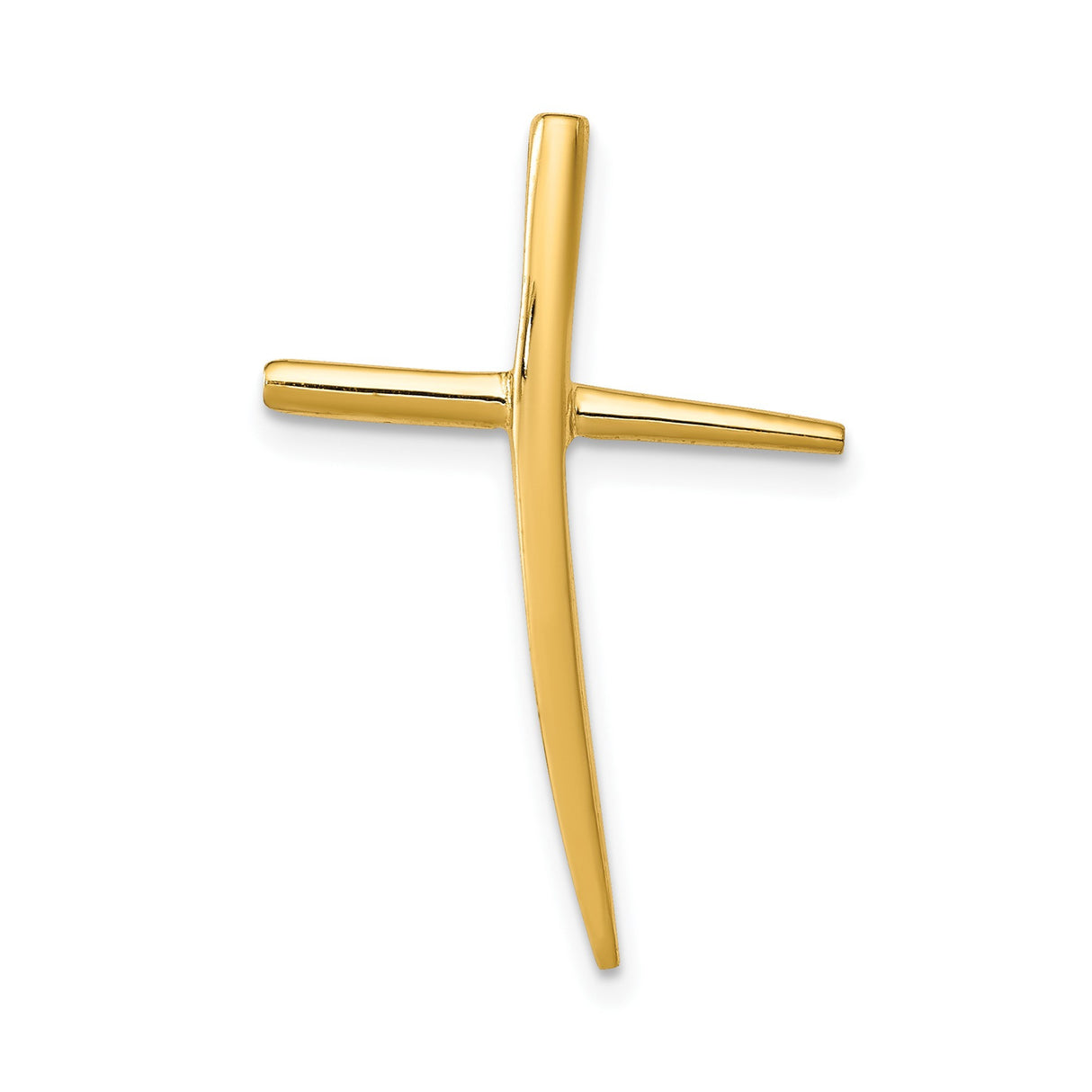 14k Yellow Gold Cross Pendant, Polished Religious Charm with Sleek Modern Design