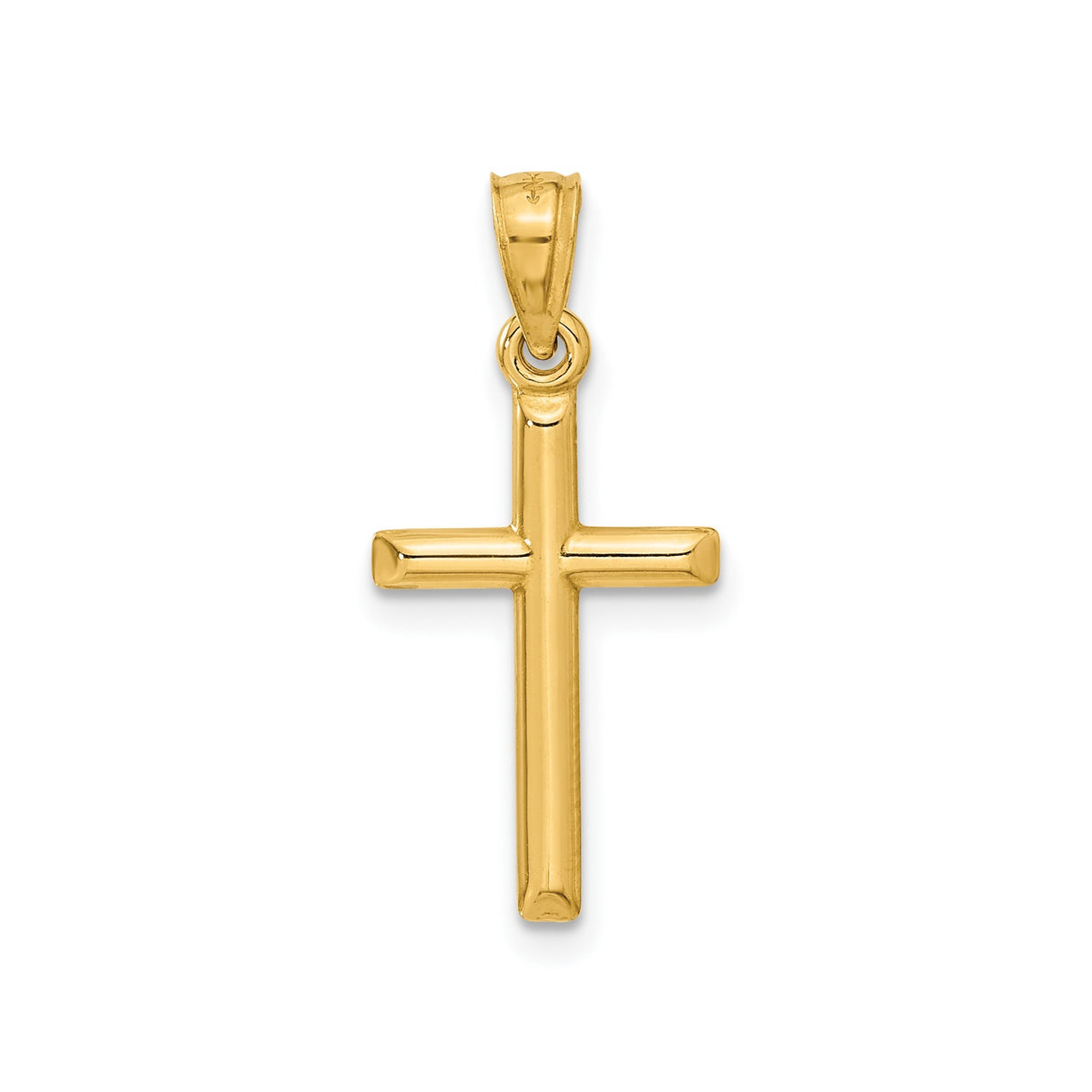 14k Yellow Gold Cross Pendant Charm, Modern Latin Style Unisex Religious Jewelry