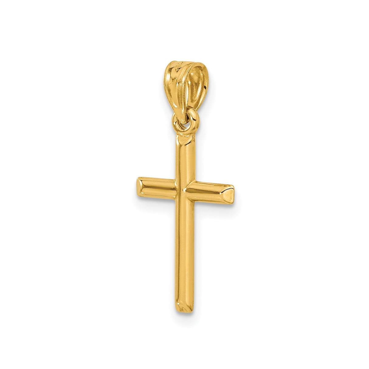 14k Yellow Gold Cross Pendant Charm, Modern Latin Style Unisex Religious Jewelry