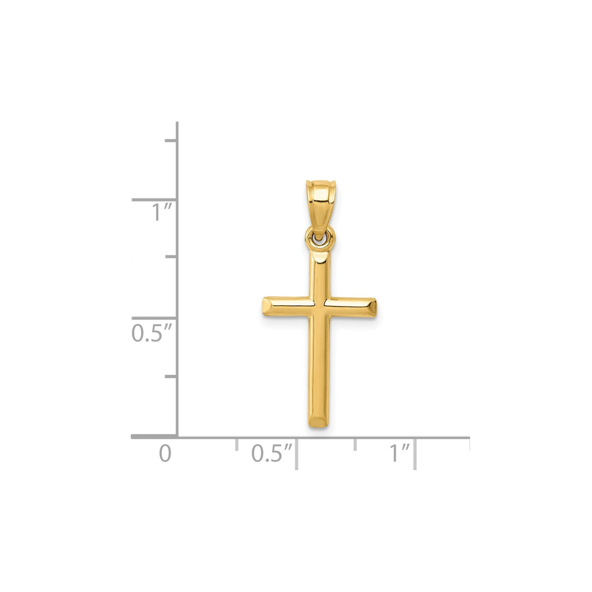 14k Yellow Gold Cross Pendant Charm, Modern Latin Style Unisex Religious Jewelry