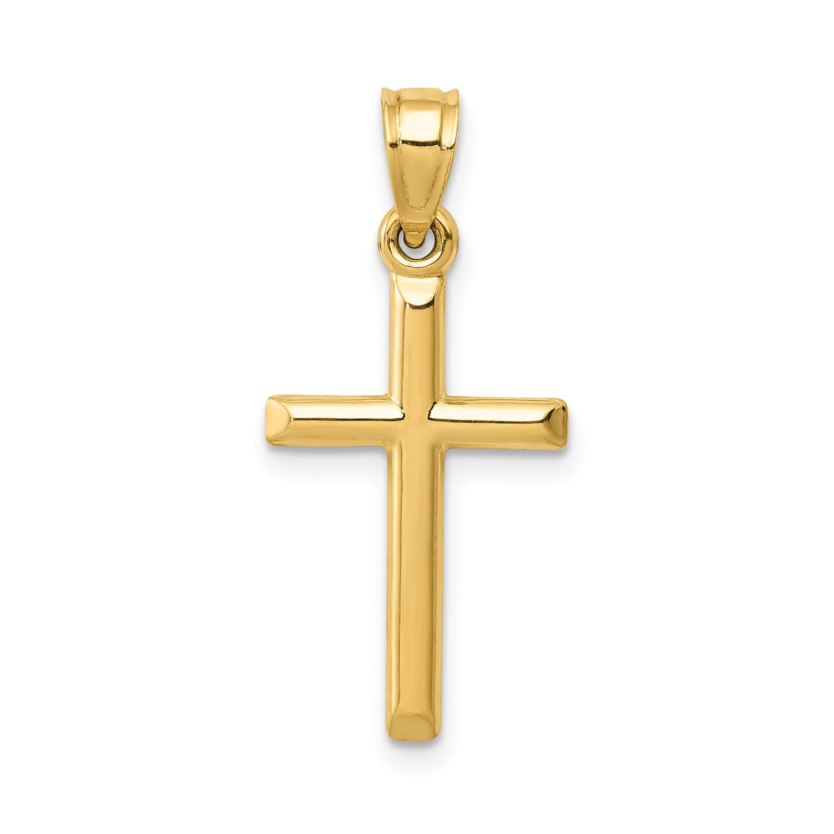 14k Yellow Gold Cross Pendant Charm, Modern Latin Style Unisex Religious Jewelry