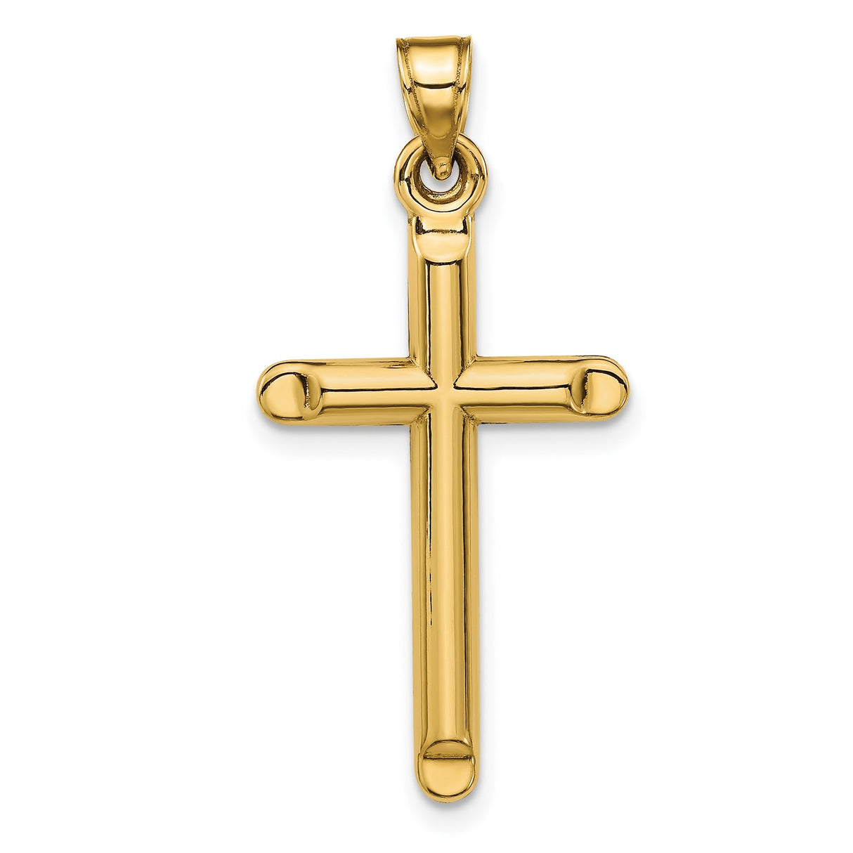 14k Yellow Gold Latin Cross Pendant, Polished Unisex Christian Charm for Men and Women