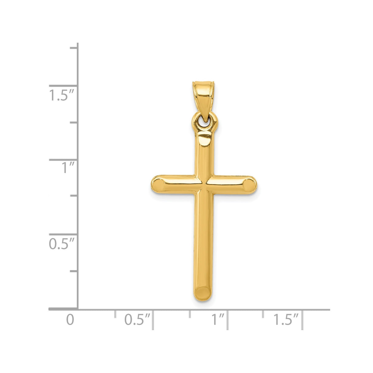 14k Yellow Gold Latin Cross Pendant, Polished Unisex Christian Charm for Men and Women