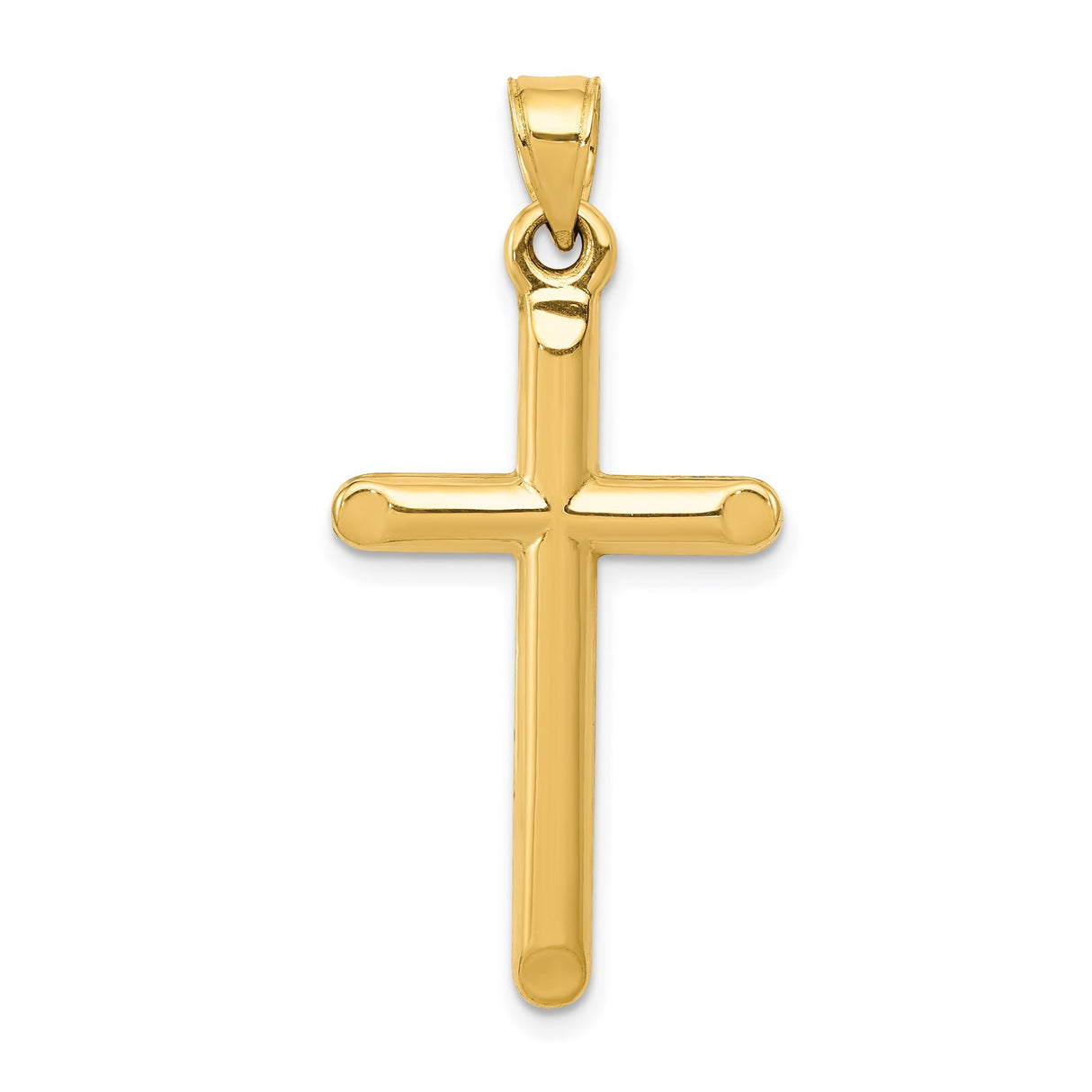 14k Yellow Gold Latin Cross Pendant, Polished Unisex Christian Charm for Men and Women