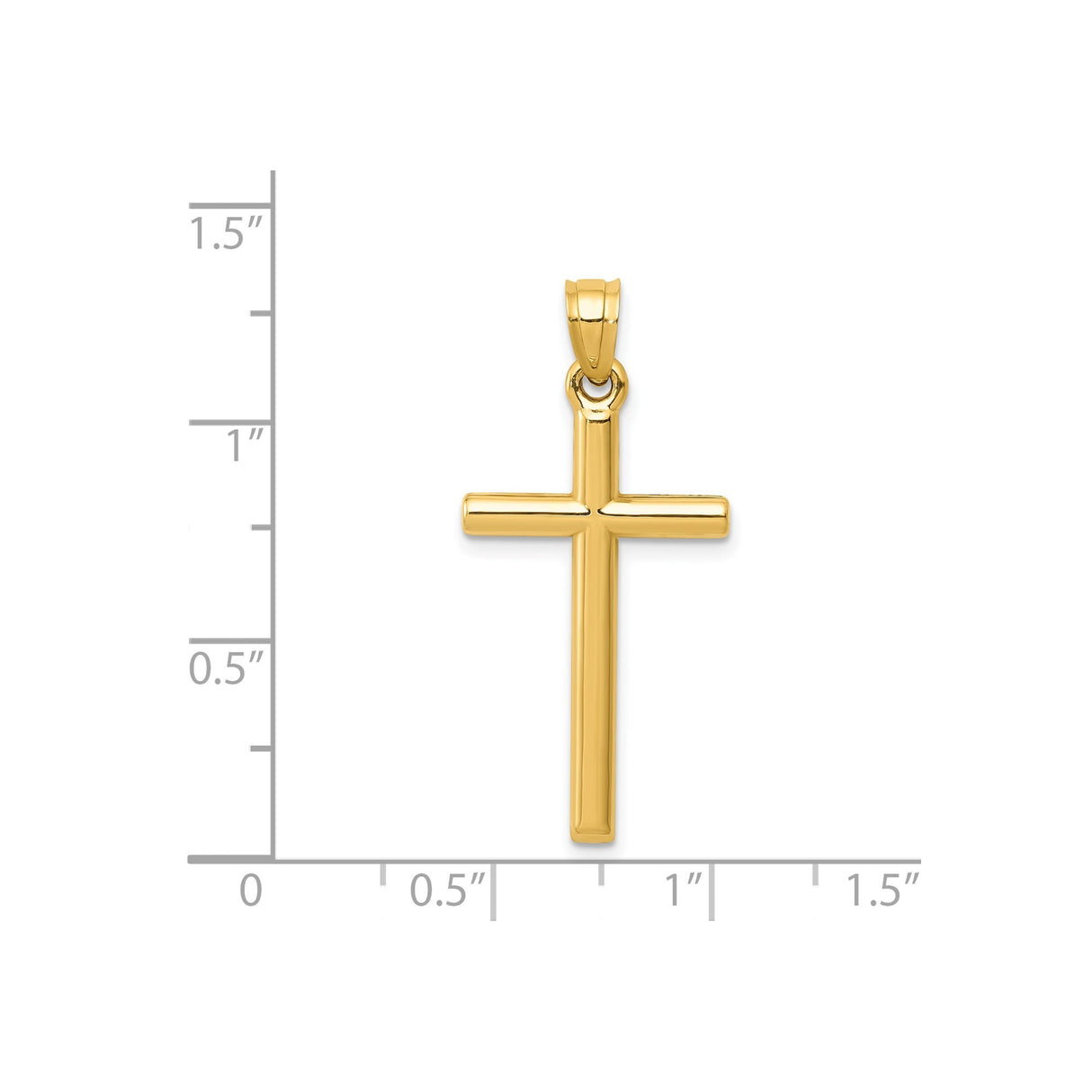 14k Yellow Gold Cross Pendant with Polished Finish, Classic Latin Design for Men and Women