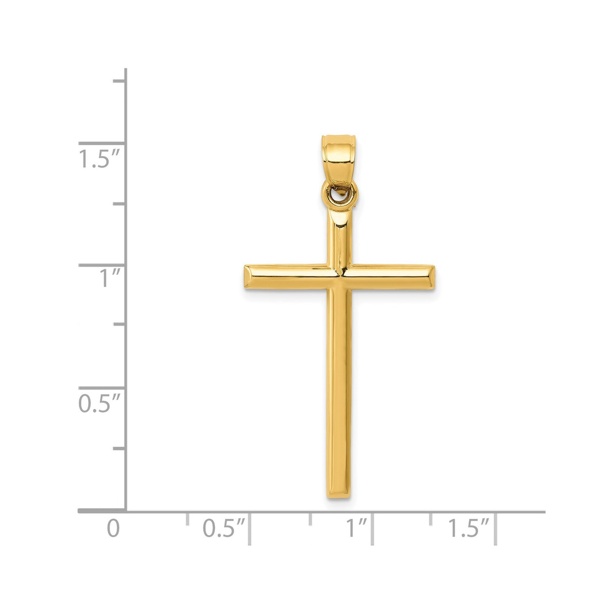 14k Yellow Gold Cross Pendant, Sleek Polished Latin Cross Charm for Men and Women