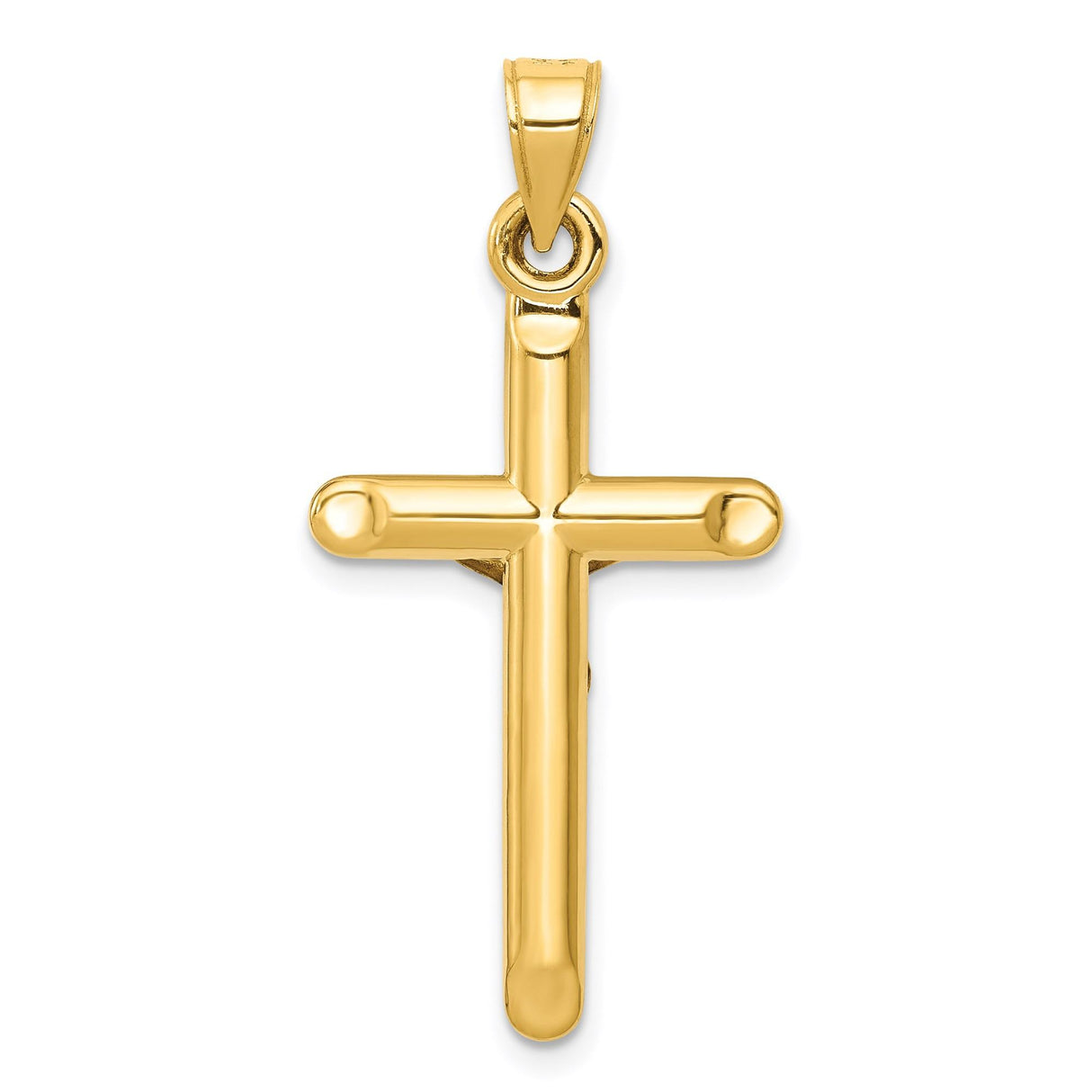14k Yellow Gold Crucifix Pendant with Latin Cross Jesus Design Religious Christian Jewelry