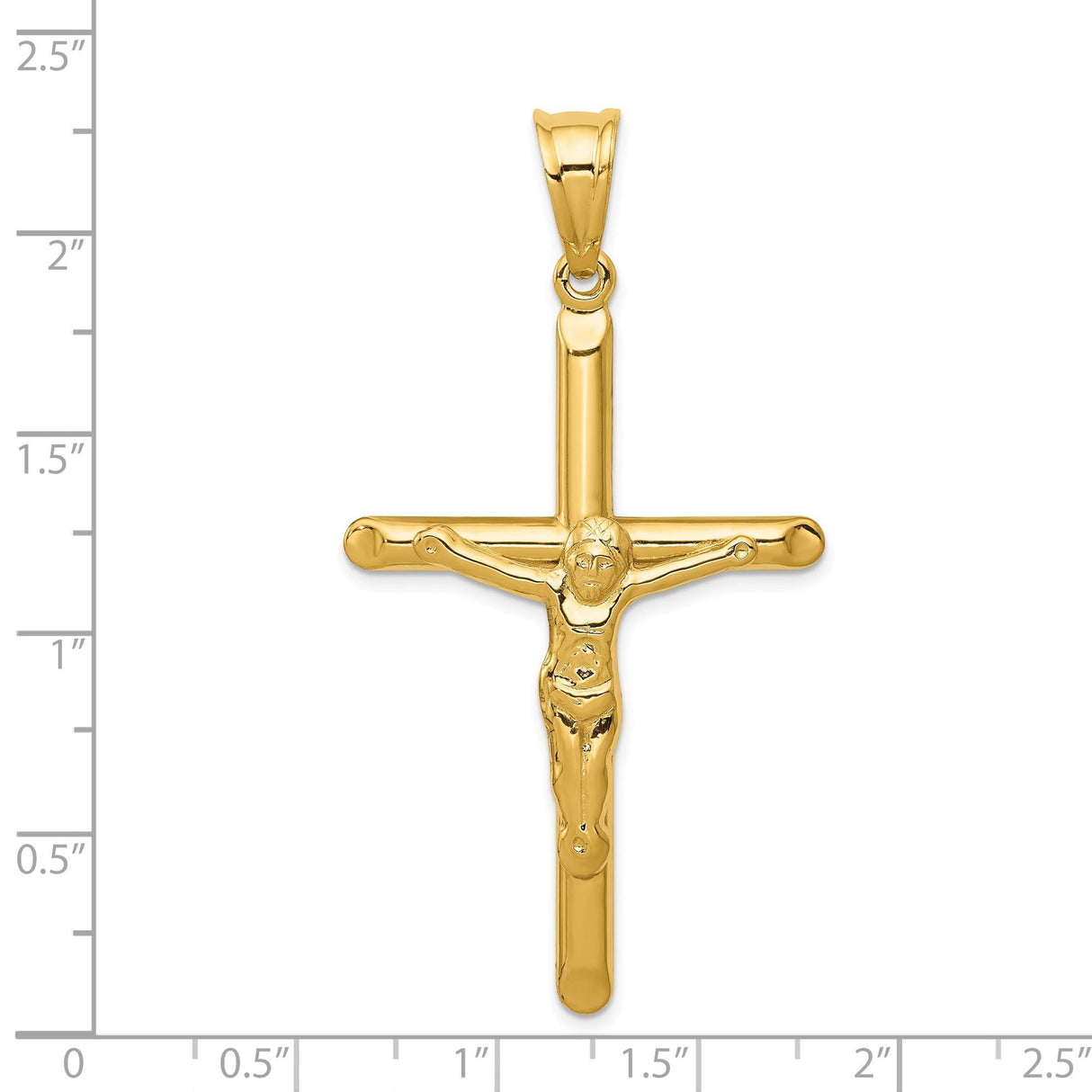 14k Yellow Gold Crucifix Cross Pendant, Latin Style Jesus Charm, Religious Faith Symbol