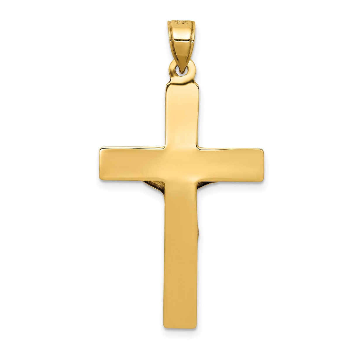 14k Yellow Gold Crucifix Pendant with Polished Jesus on Cross Religious Charm
