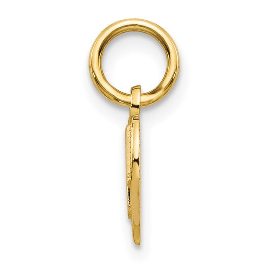 14k Yellow Gold Mom Charm Pendant, Heart Shaped with Bold Lettering, Sentimental Keepsake Jewelry