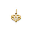 14k Yellow Gold Mom Charm Pendant, Heart Shaped with Bold Lettering, Sentimental Keepsake Jewelry