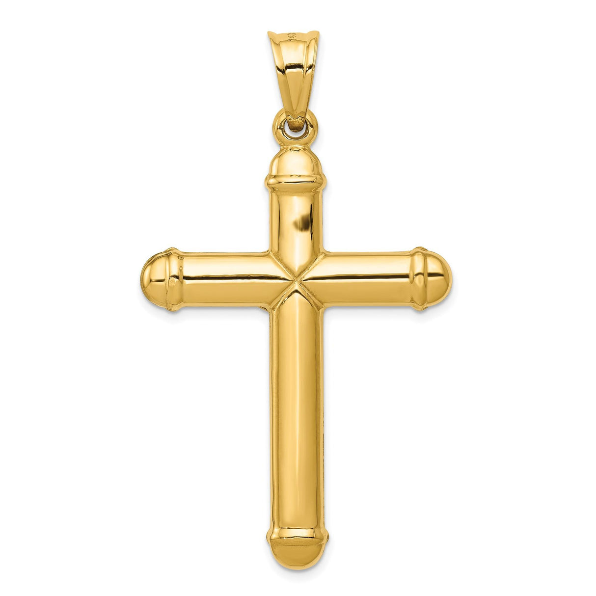 14k Yellow Gold Crucifix Pendant with Jesus Figure, Reversible Latin Cross Charm
