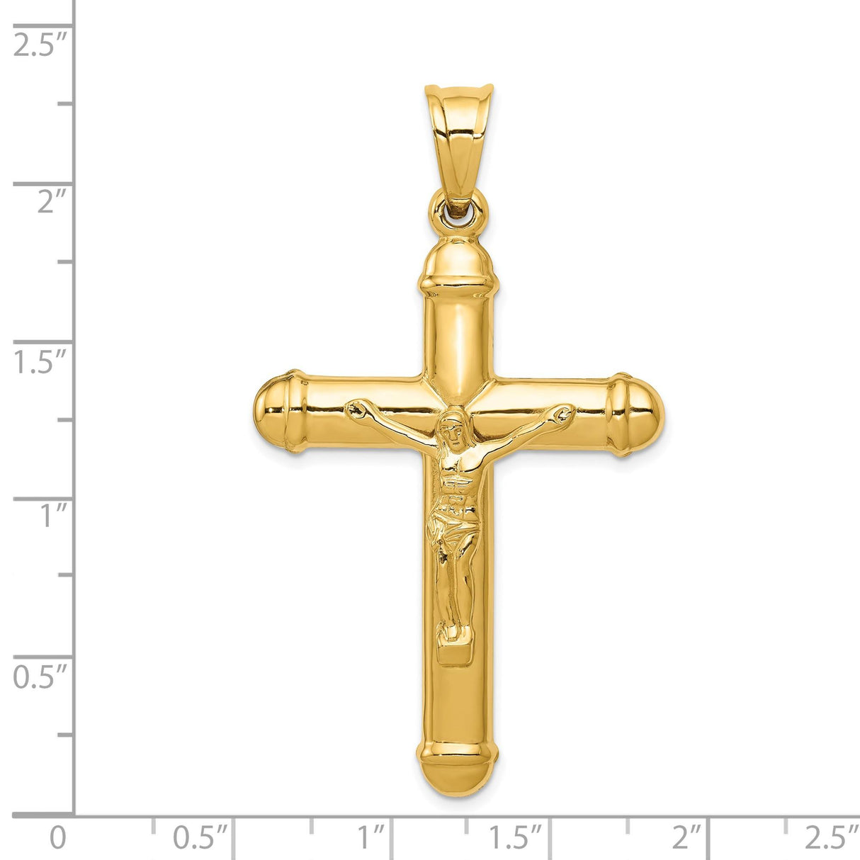 14k Yellow Gold Crucifix Pendant with Jesus Figure, Reversible Latin Cross Charm