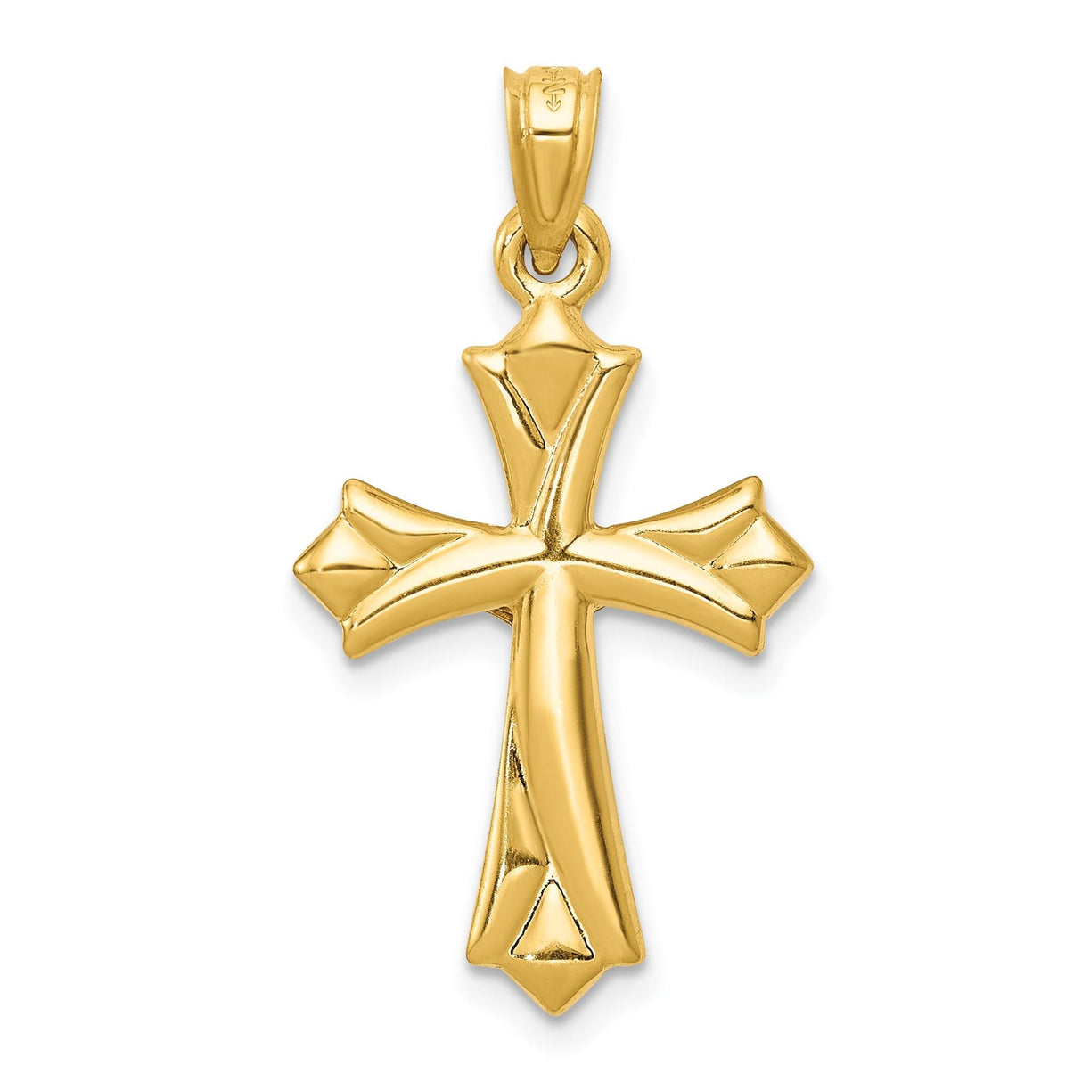 14k Yellow Gold Crucifix Pendant with Jesus Figure, Reversible Patonce Cross Charm