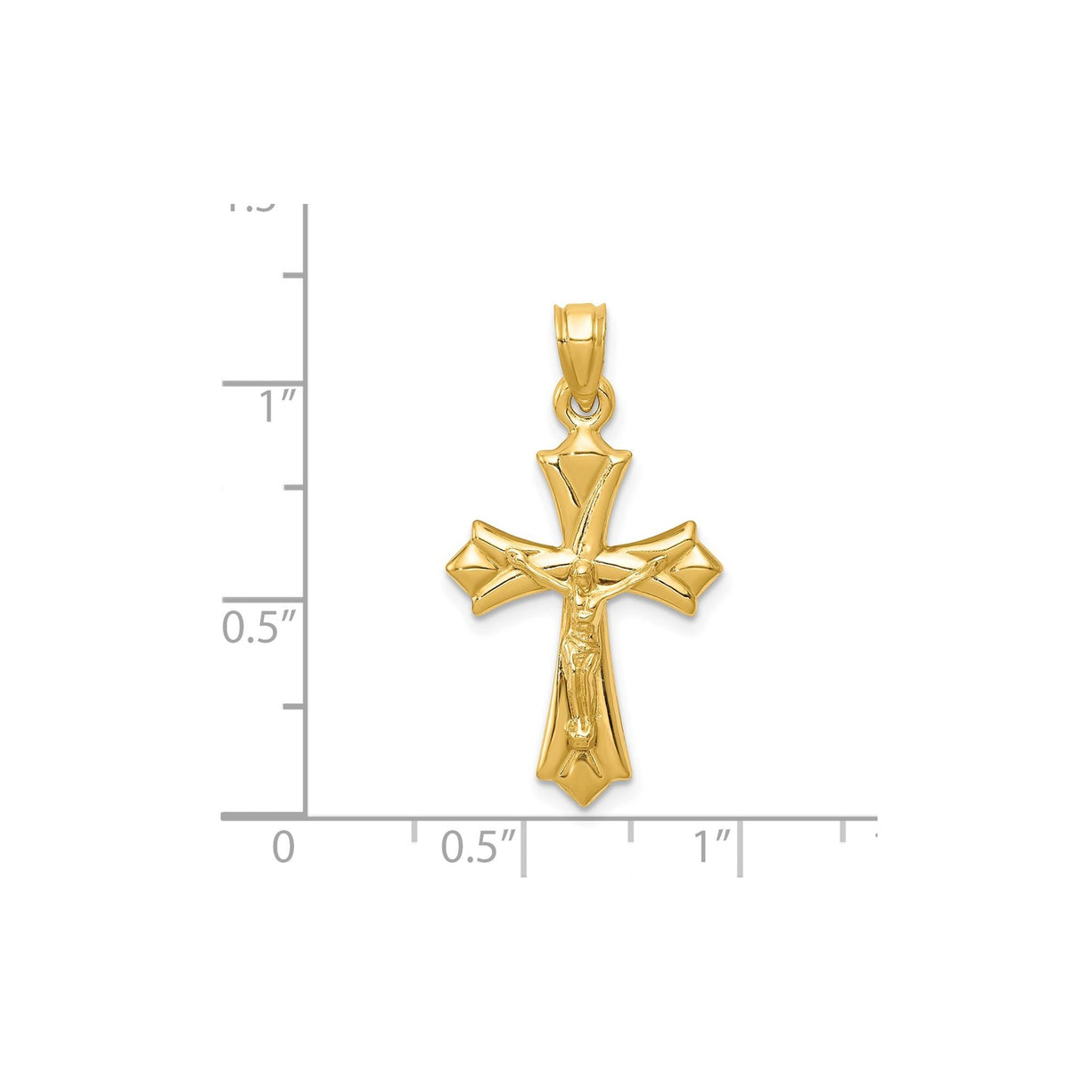 14k Yellow Gold Crucifix Pendant with Jesus Figure, Reversible Patonce Cross Charm