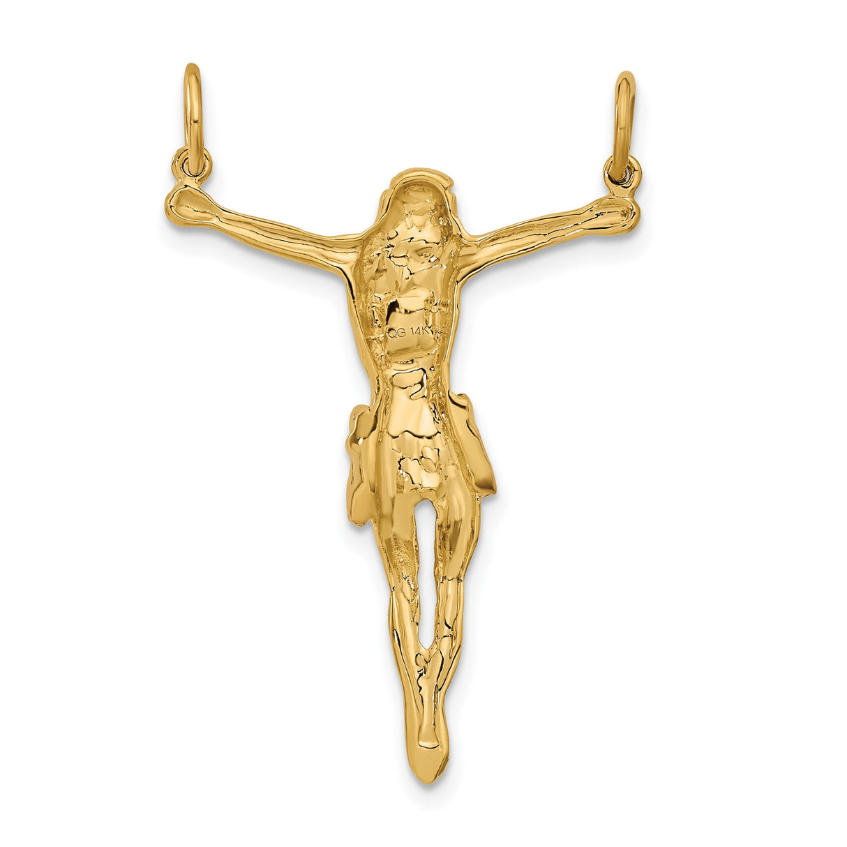 14k Two-Tone Gold Crucifix Pendant with Rose Gold Crown of Thorns, Religious Catholic Jewelry