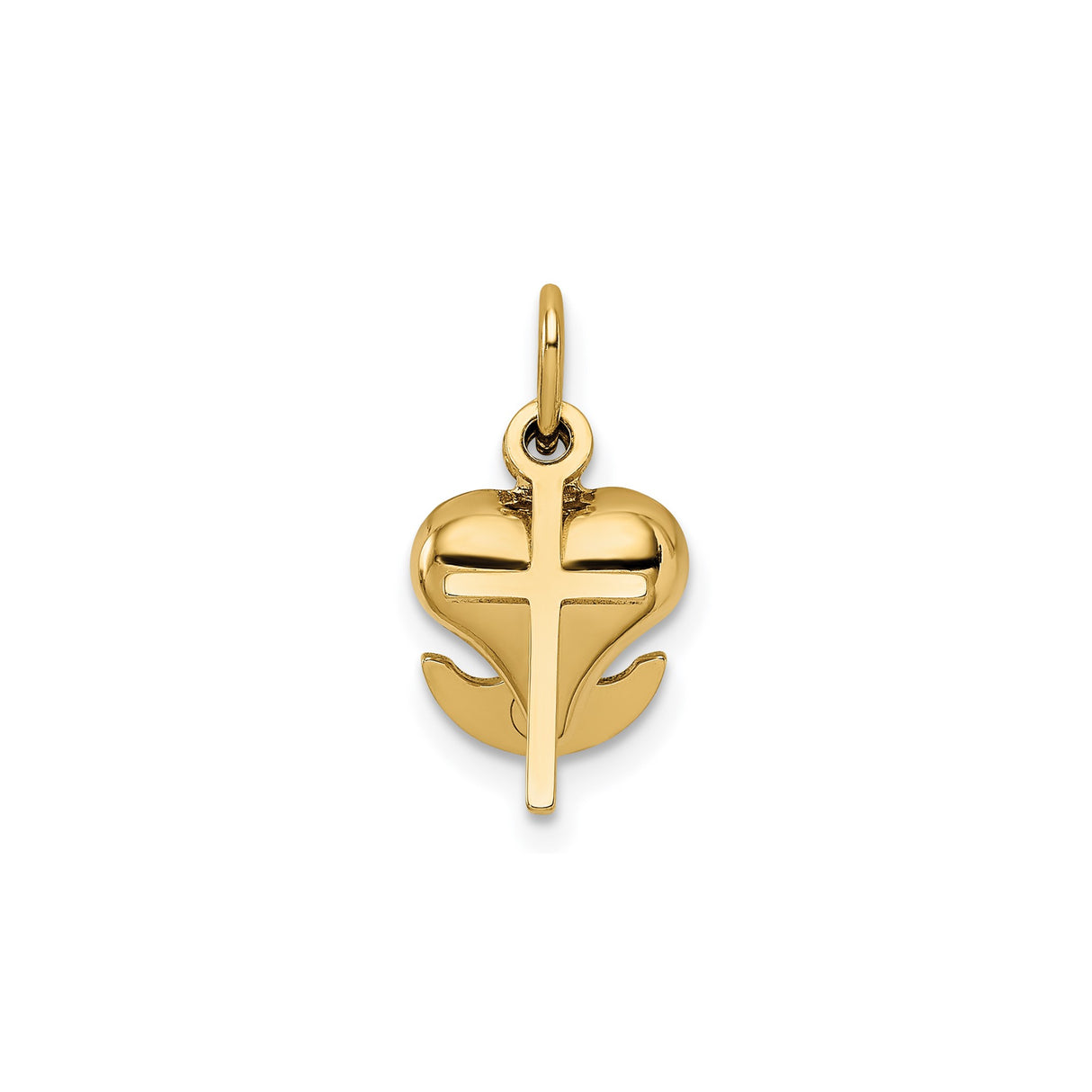 14k Yellow Gold Pendant Charm with Cross, Heart, and Anchor Symbols , Faith, Hope, and Love Theme