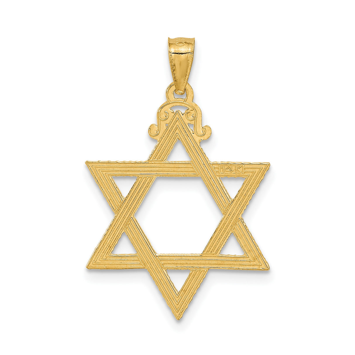 14k Yellow Gold Star of David Pendant with Intricate Filigree Design