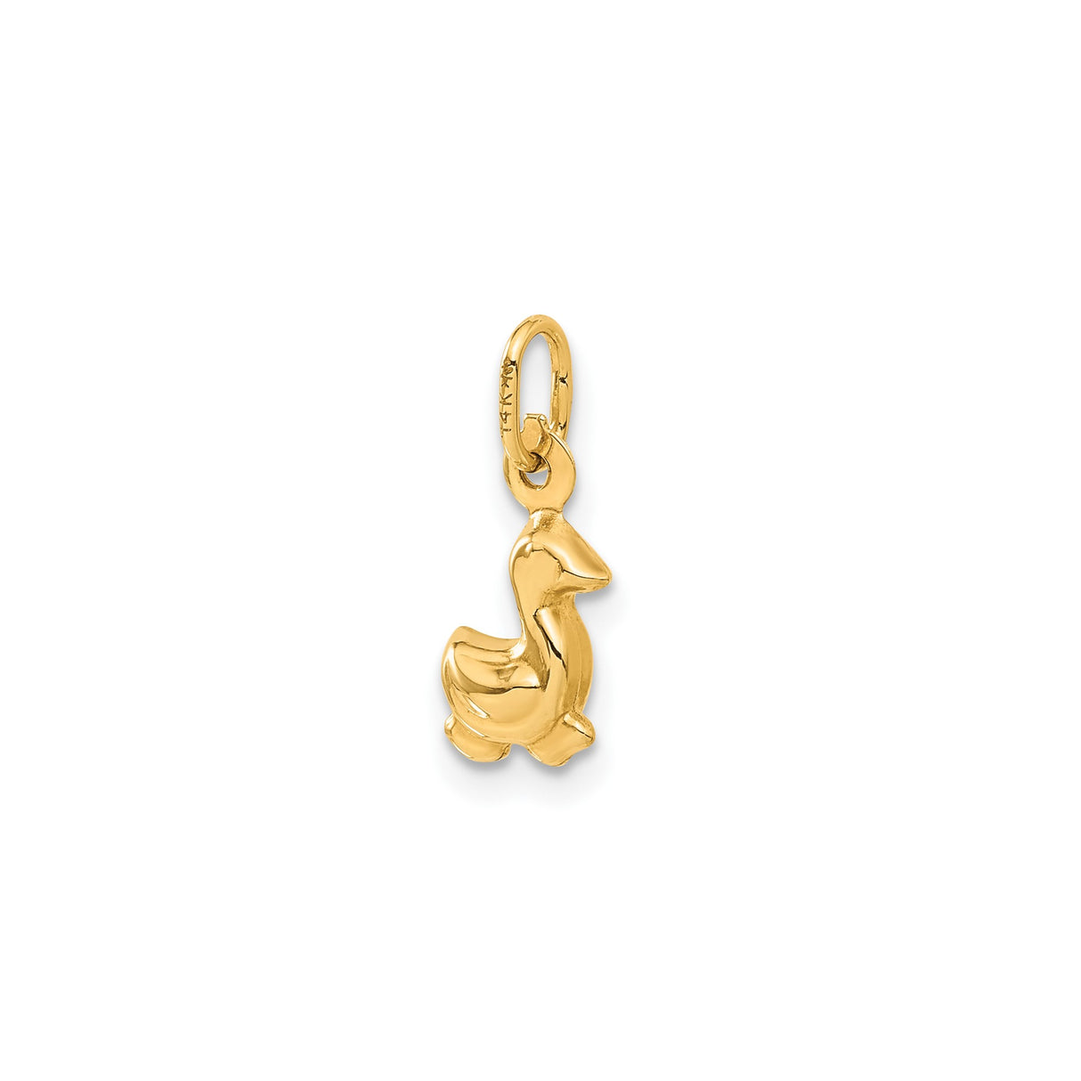 14k Yellow Gold Duck Charm Pendant, Polished Small Animal Design for Women