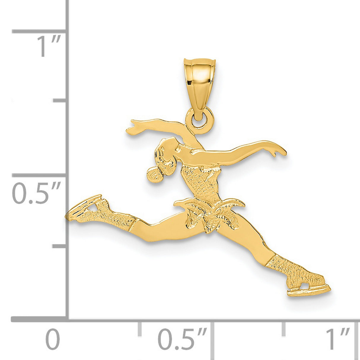 14k Yellow Gold Figure Skater Pendant, Female Athlete in Mid-Jump Sports Charm