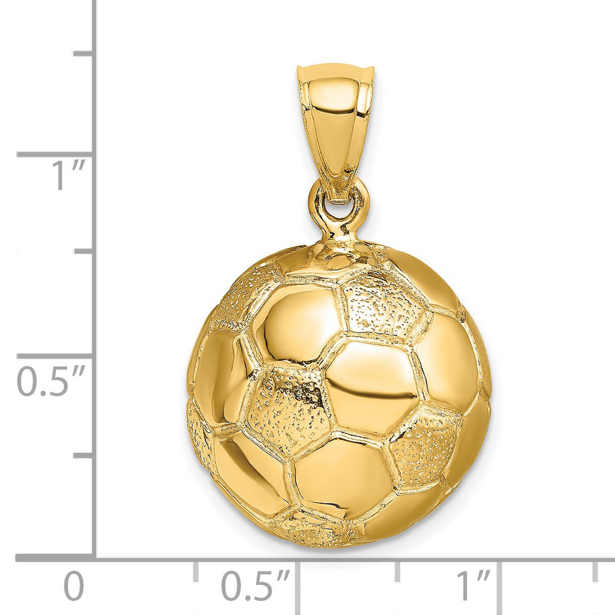14k Yellow Gold Soccer Ball Pendant, Textured Sports Charm for Men and Women